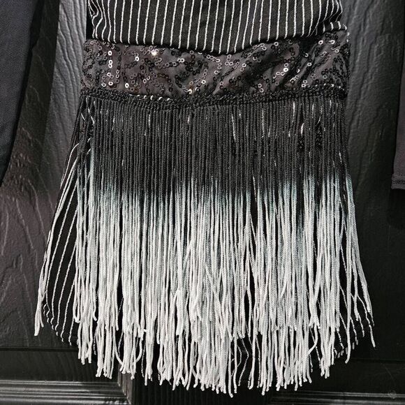 Weissman NWOT child extra small black fringe dance costume jazz tap solo - Picture 8 of 9